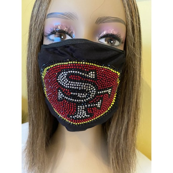 San Francisco 49ers Bling Rhinestone Face Mask Front Logo - Picture 6 of 10